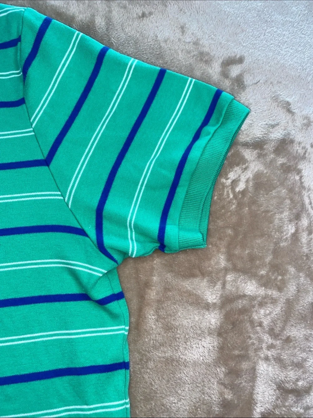 Polo by Ralph Lauren Aqua Green Striped Polo with Navy and White Accents